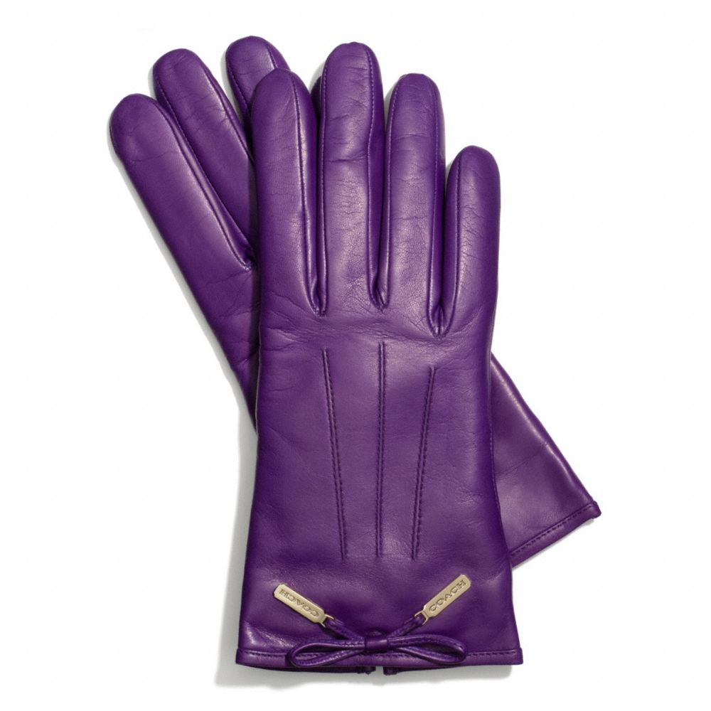 COACH f83865 LEATHER BOW GLOVE GRAPE