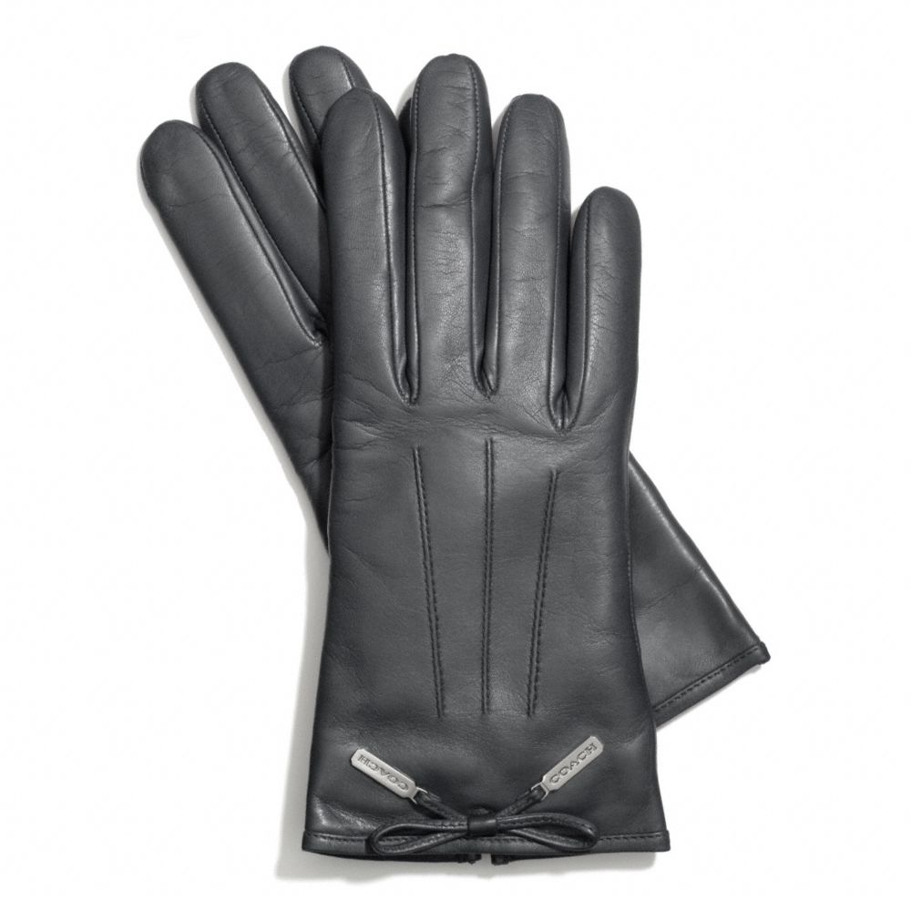 COACH LEATHER BOW GLOVE - GRAY - F83865