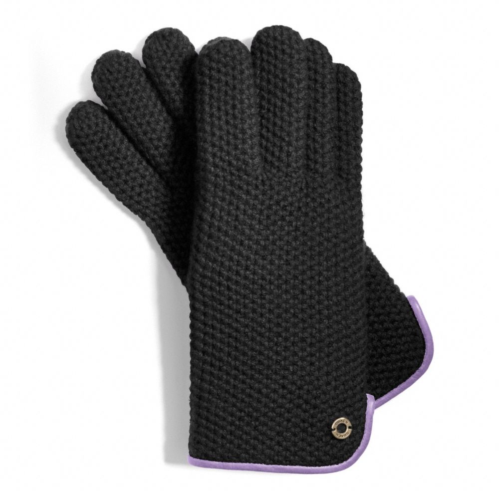 COACH f83892 HONEYCOMB KNIT GLOVE BLACK