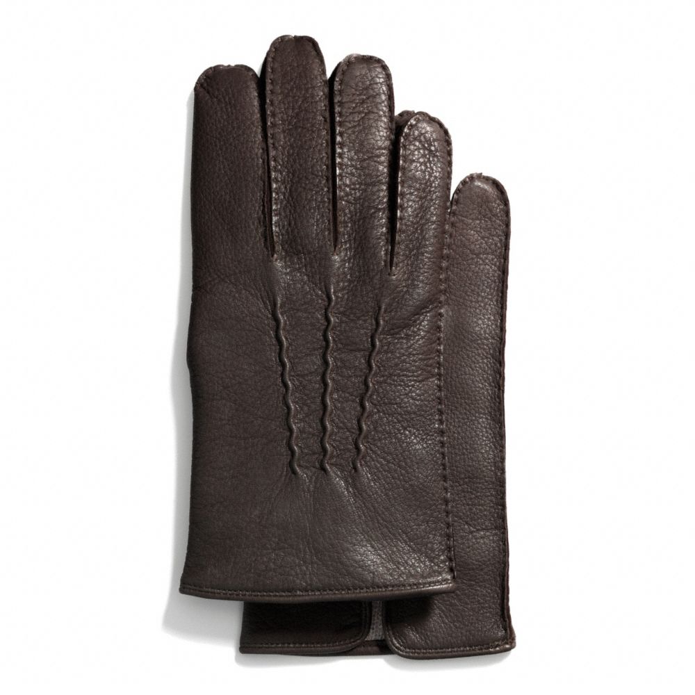 COACH f83896 DEERSKIN GLOVE MAHOGANY