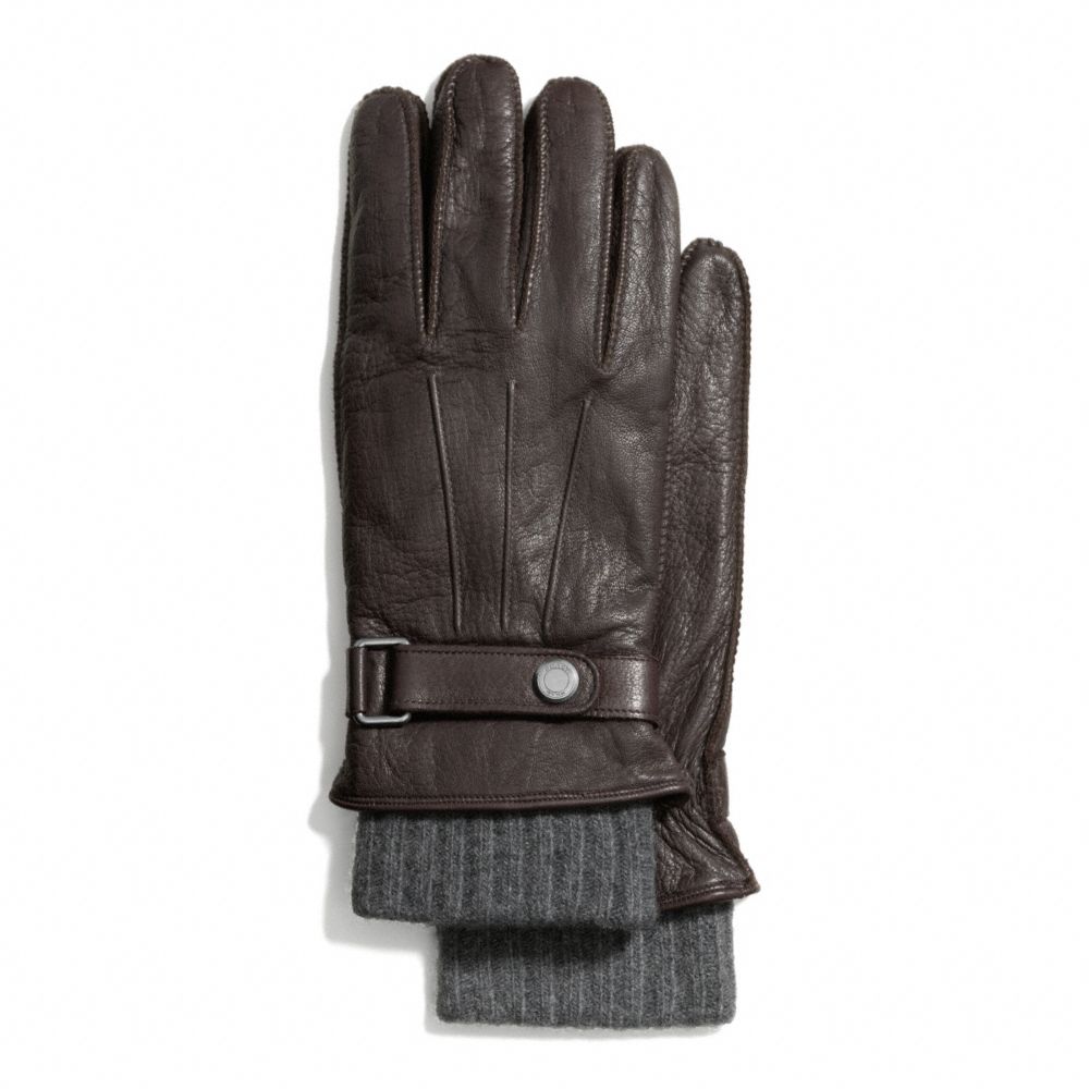 COACH F83898 3-in-1 Deerskin Glove MAHOGANY/CHARCOAL