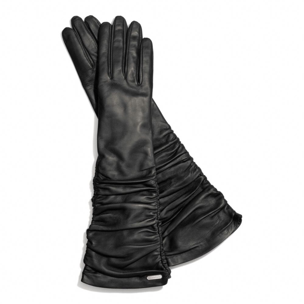 COACH F83958 Leather Long Glove SILVER/BLACK