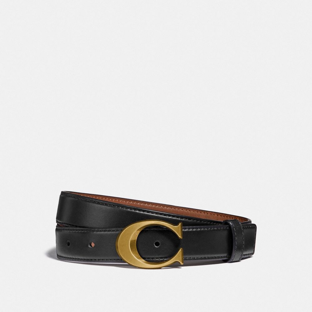 SIGNATURE BUCKLE BELT, 25MM - B4/BLACK DARK SADDLE - COACH F83960