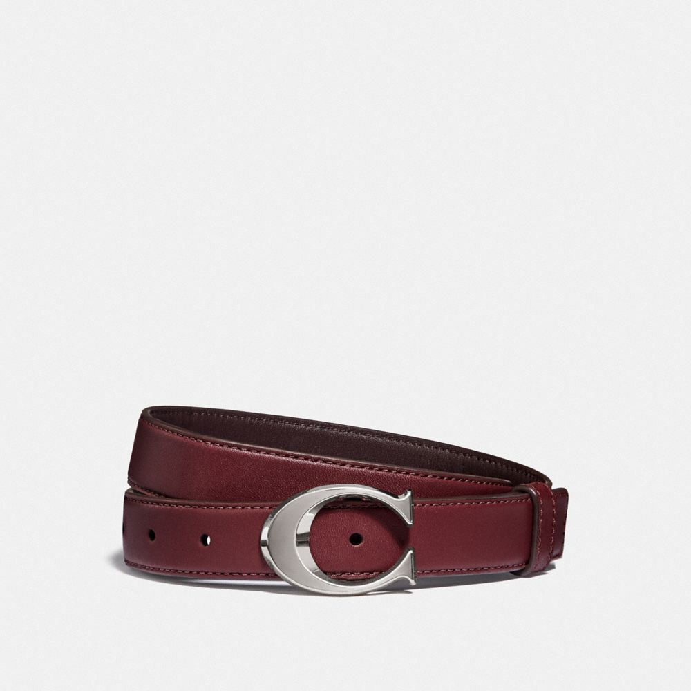 COACH SIGNATURE BUCKLE BELT, 25MM - SV/WINE OXBLOOD - F83960