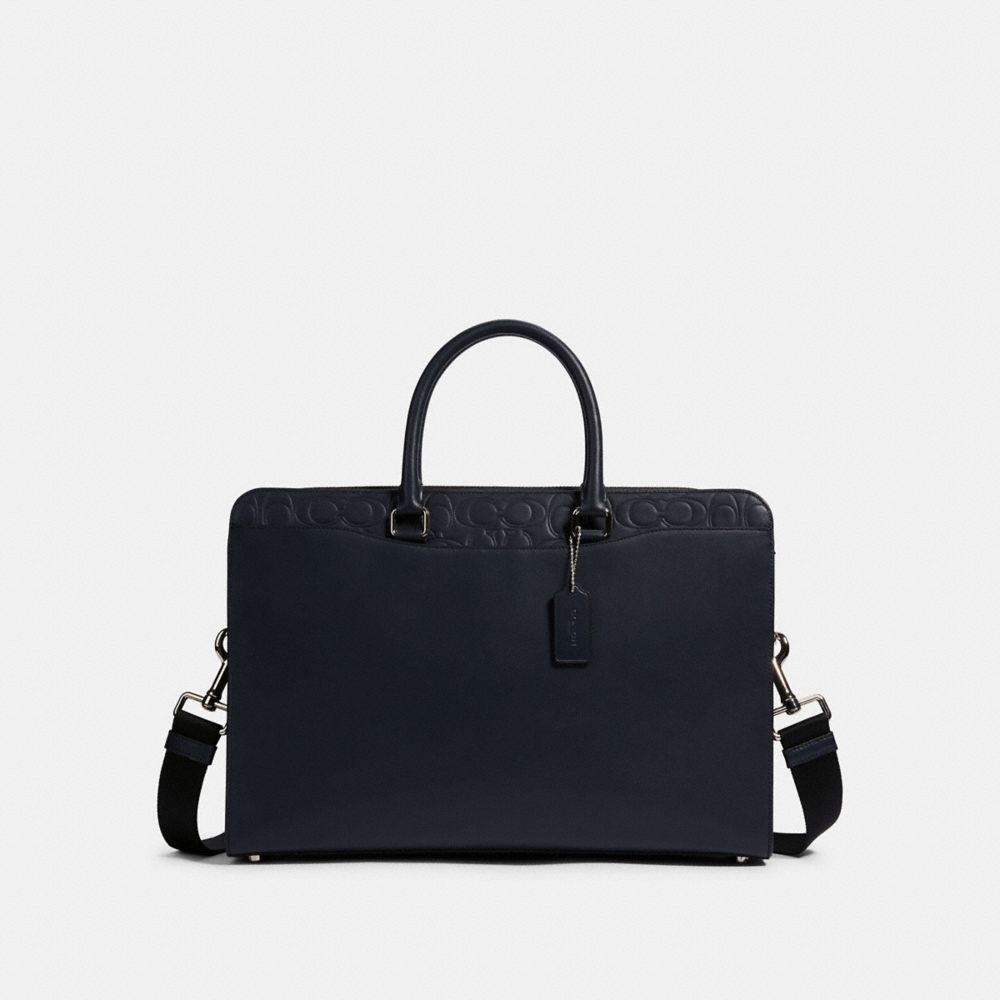 COACH F83961 - BECKETT STRUCTURED BRIEF WITH SIGNATURE LEATHER DETAIL QB/MIDNIGHT NAVY