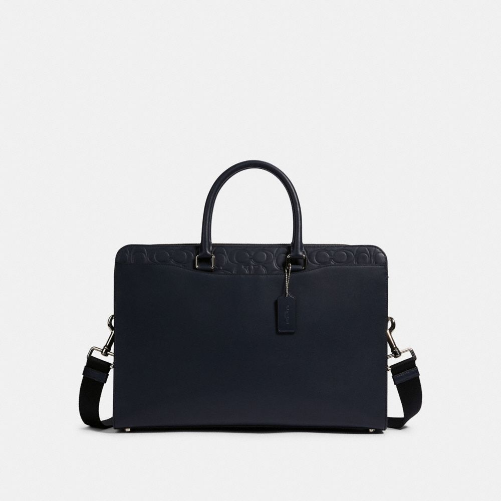 COACH F83961 Beckett Structured Brief With Signature Leather Detail QB/MIDNIGHT NAVY