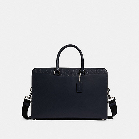 COACH BECKETT STRUCTURED BRIEF WITH SIGNATURE LEATHER DETAIL - QB/MIDNIGHT NAVY - F83961