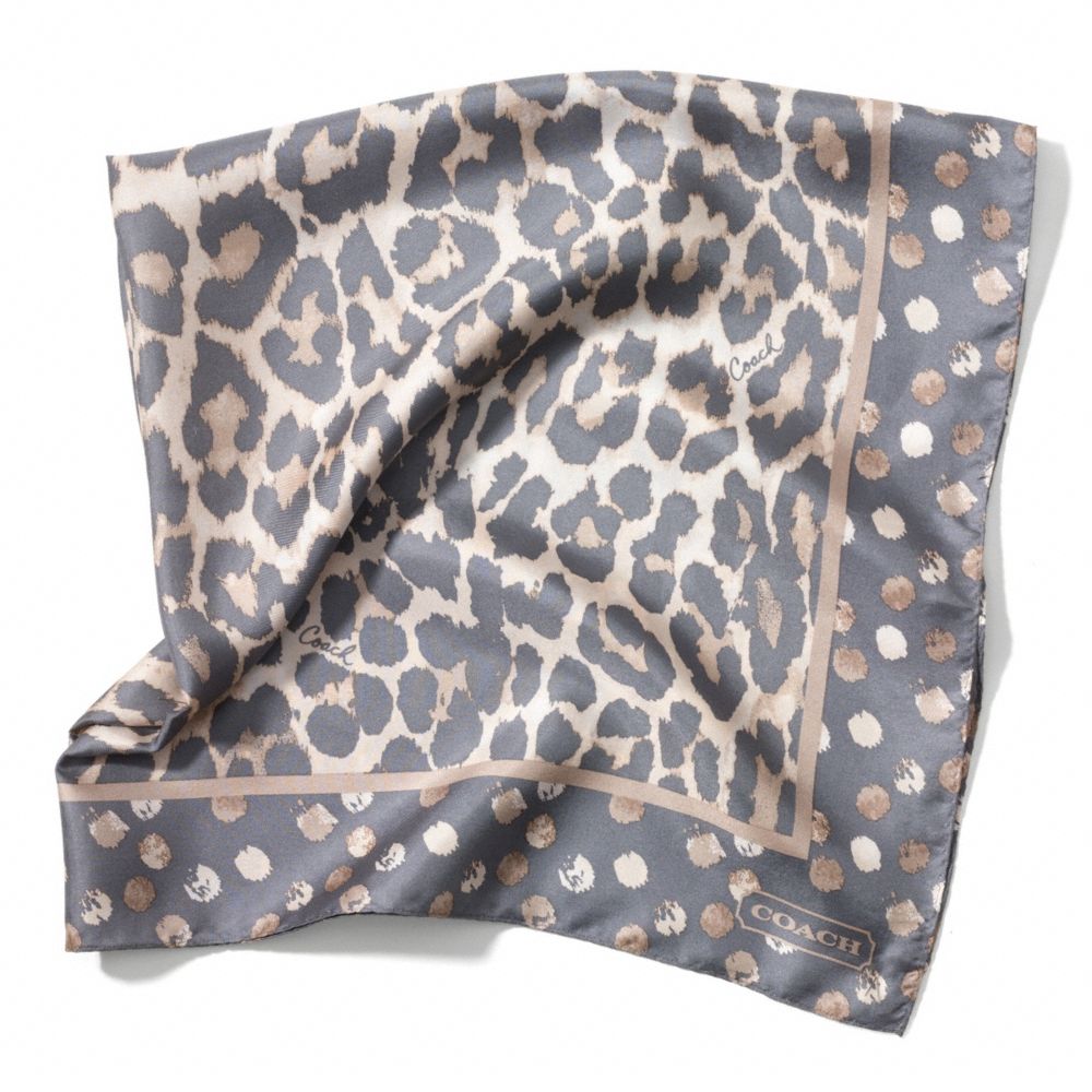 SIGNATURE STRIPE OCELOT PRINT 27X27 SCARF - f83977 - F83977GRY