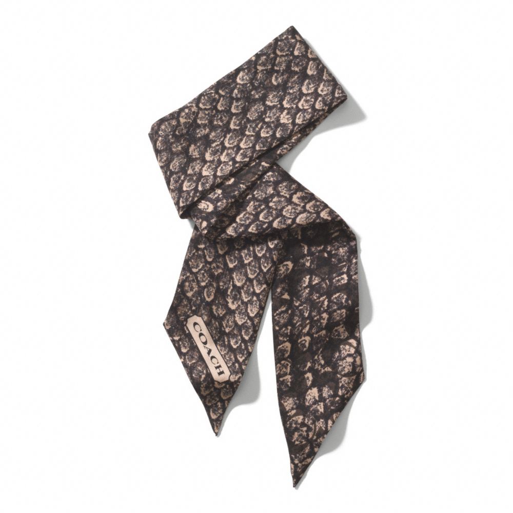 COACH TAYLOR SNAKE PRINT PONYTAIL SCARF - GUNMETAL - f83980