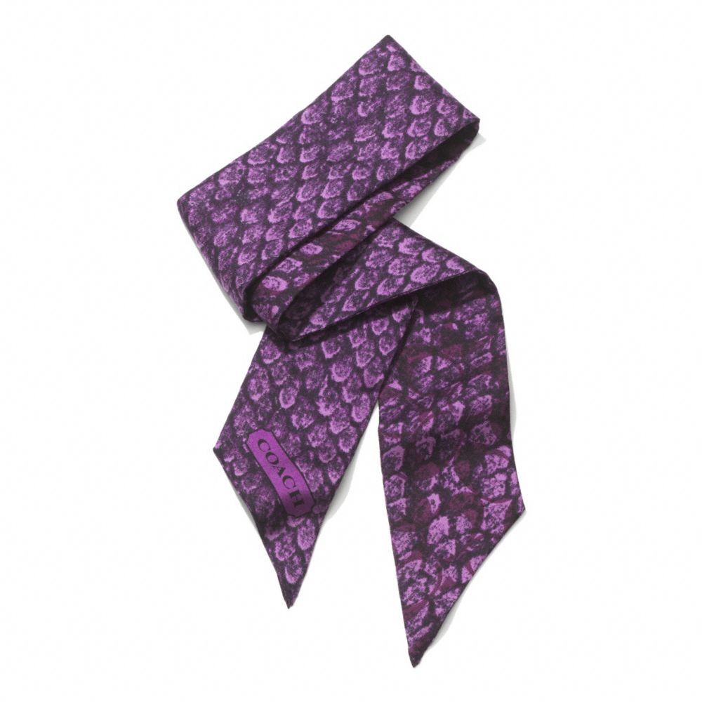 COACH TAYLOR SNAKE PRINT PONYTAIL SCARF - PURPLE - F83980