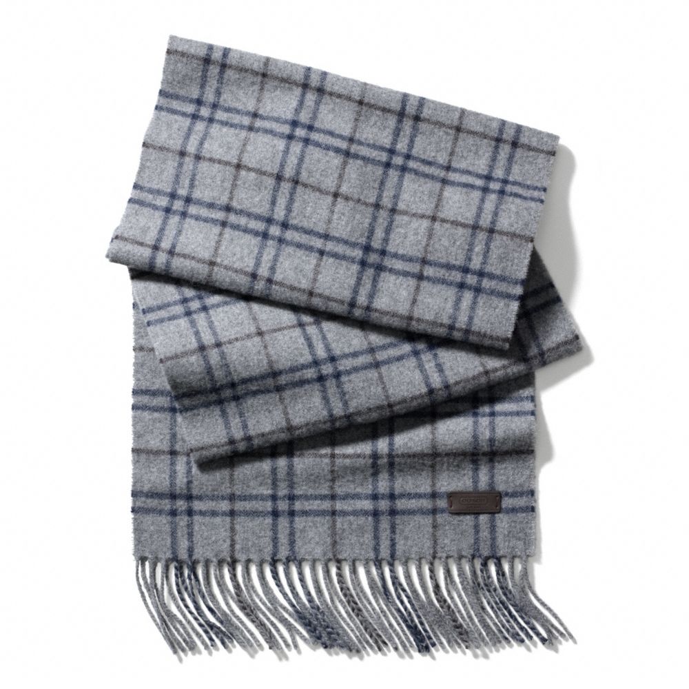 COACH F83988 Tattersall Cashmere Blend Scarf GREY MULTI