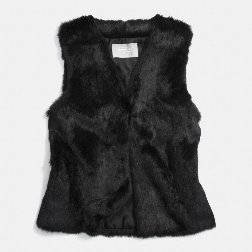 COACH F83992 Rabbit Fur Vest BLACK