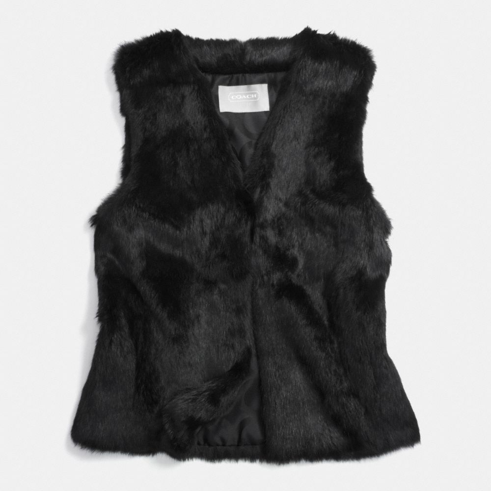 COACH f83992 RABBIT FUR VEST BLACK