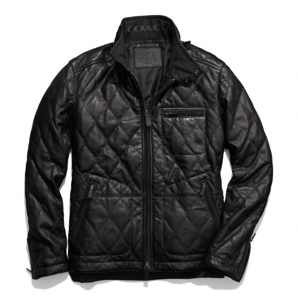 COACH F84002 Bowery Leather Quilted Jacket BLACK