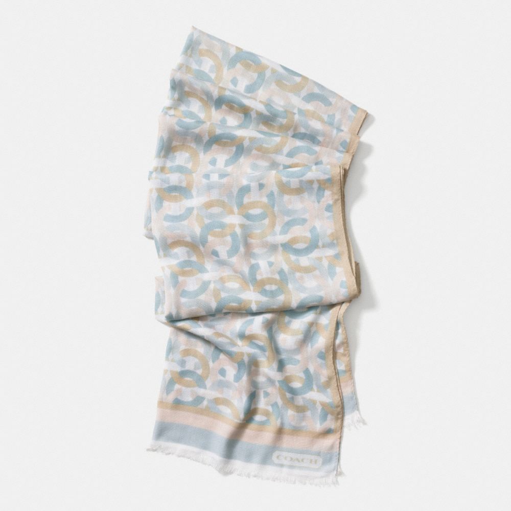 CHAINLINK OBLONG SCARF - LIGHT BLUE - COACH F84018