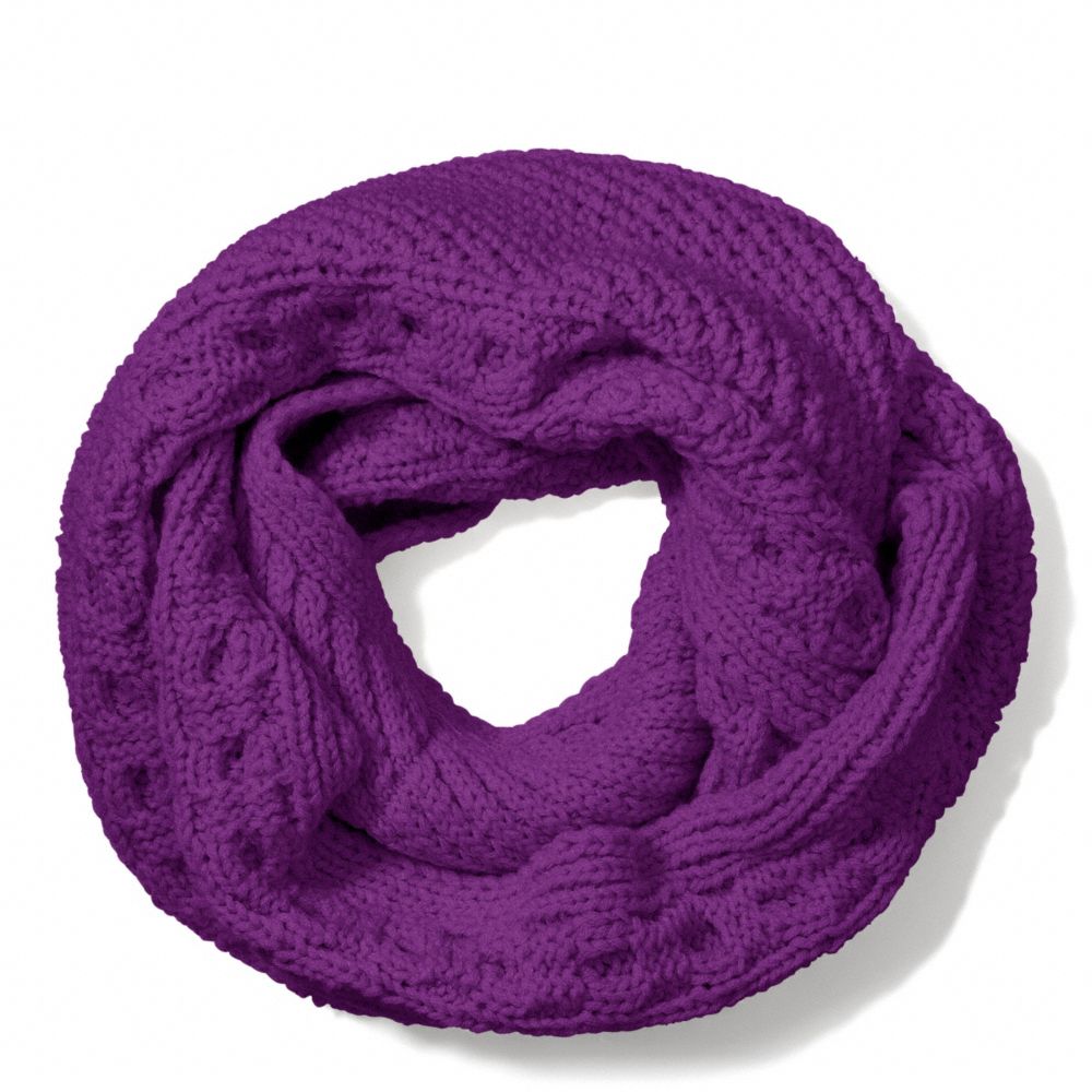 COACH F84061 ARAN KNIT INFINITY SCARF BLACK-VIOLET