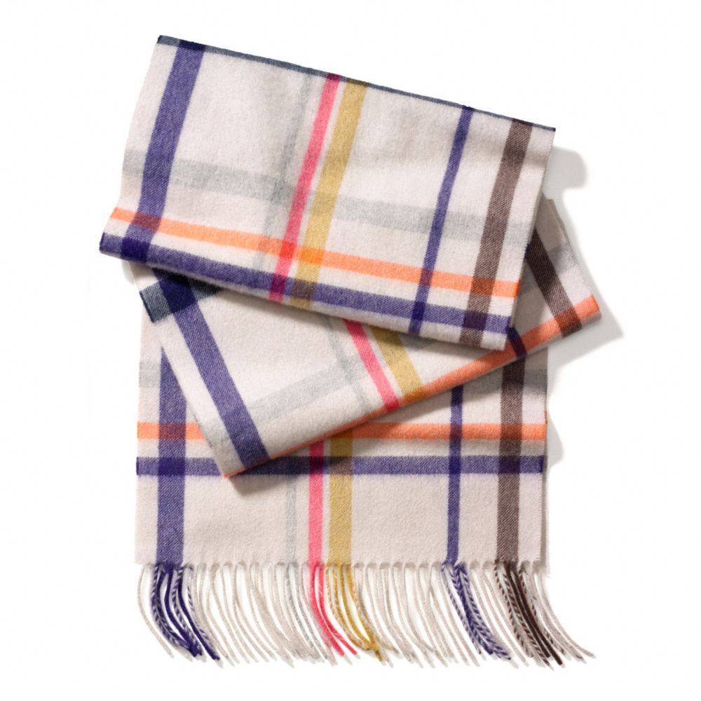 COACH F84063 Cashmere Tattersall Scarf 