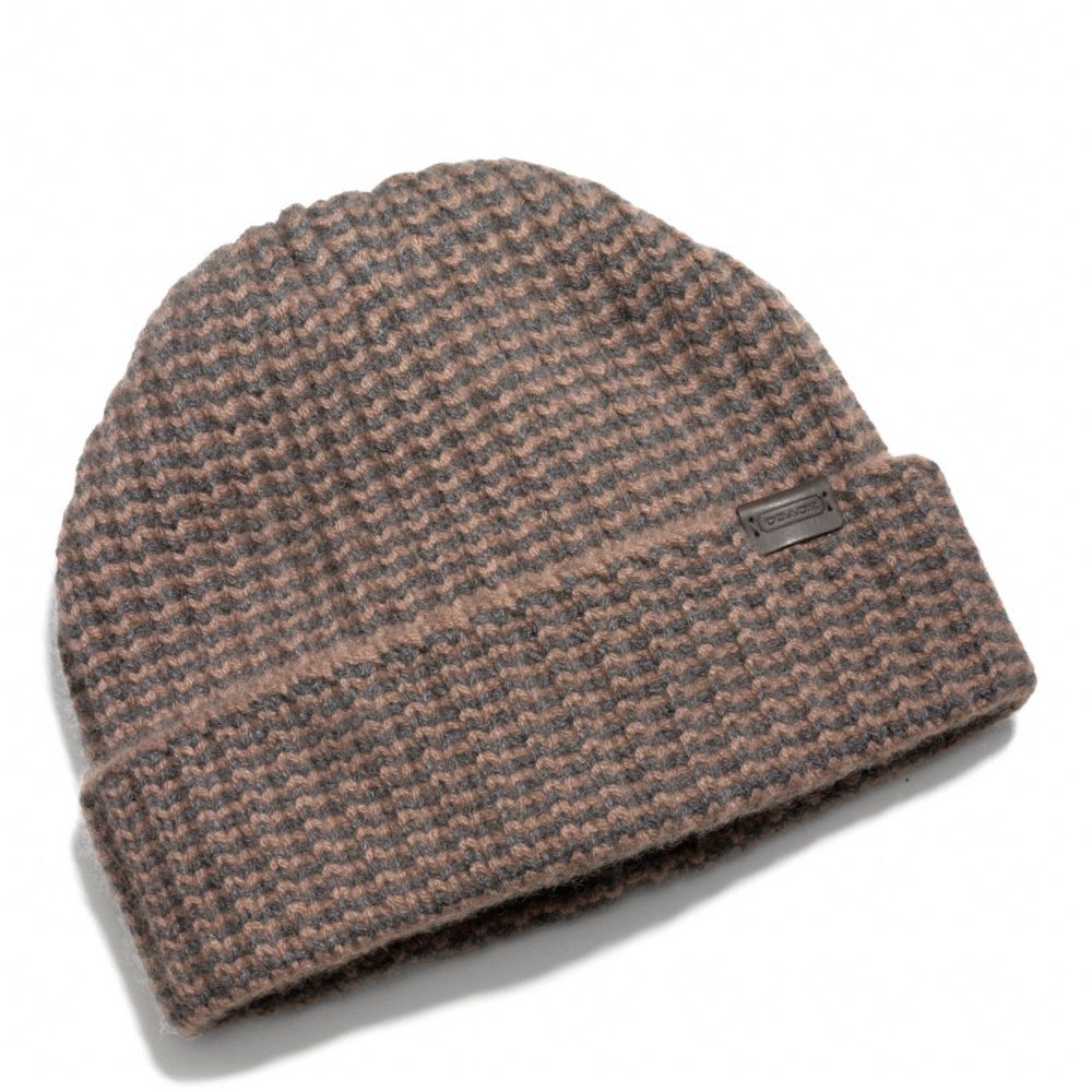 COACH CASHMERE STRIPED KNIT HAT - Vicuna - F84091