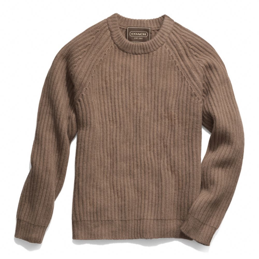 COACH F84092 - SOLID CREWNECK SWEATER CAMEL