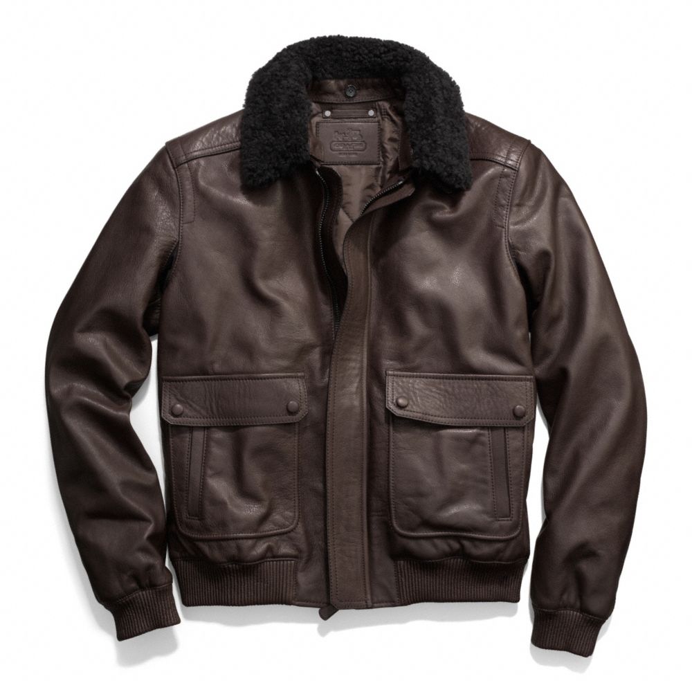 COACH BLEECKER LEATHER AVIATOR JACKET - ONE COLOR - F84100