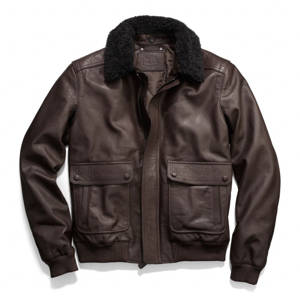 COACH BLEECKER LEATHER AVIATOR JACKET -  - f84100