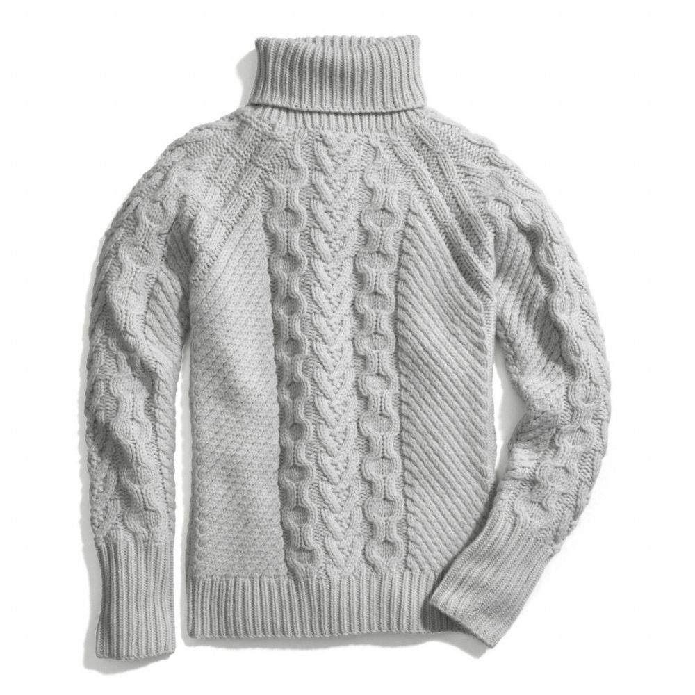 COACH F84271 Handknit Aran Polo Neck Sweater 
