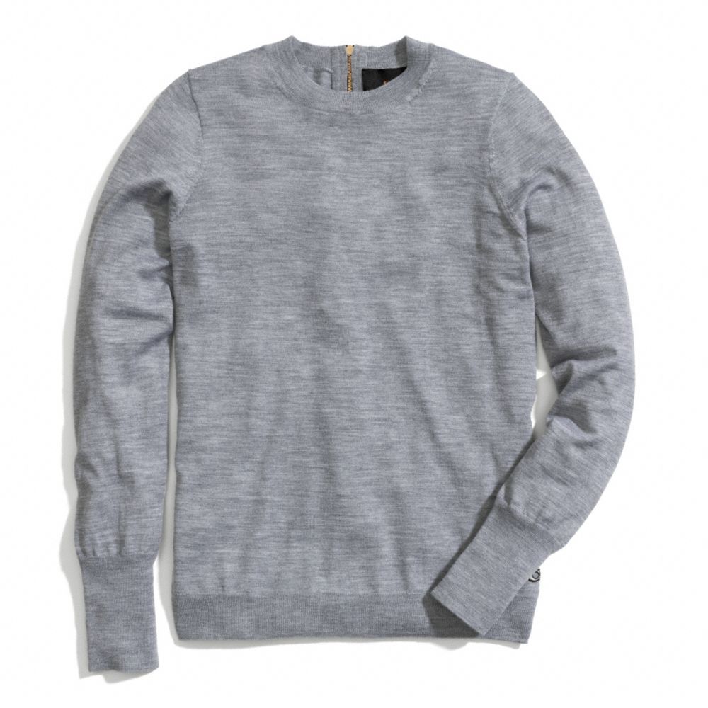 ZIP BACK FINE GAUGE CREWNECK SWEATER - f84273 - F84273LGY