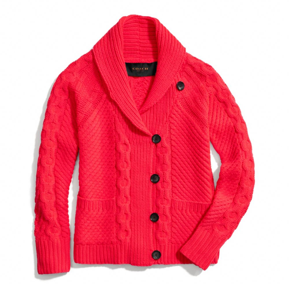 COACH HANDKNIT ARAN SHAWL CARDIGAN - FLARE - f84275