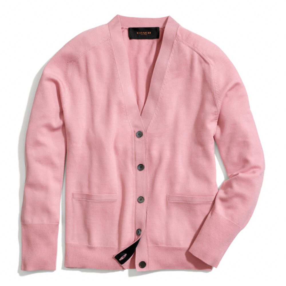 COACH MERINO BOYFRIEND CARDIGAN - DECO PINK - f84276