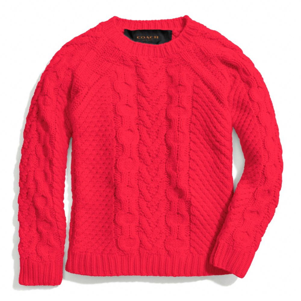 COACH F84281 Handknit Aran Crewneck Sweater FLARE