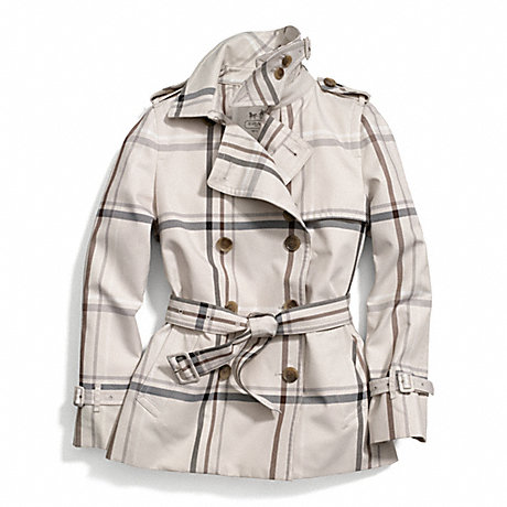 COACH F84298 TATTERSALL SHORT TRENCH IVORY/MULTICOLOR