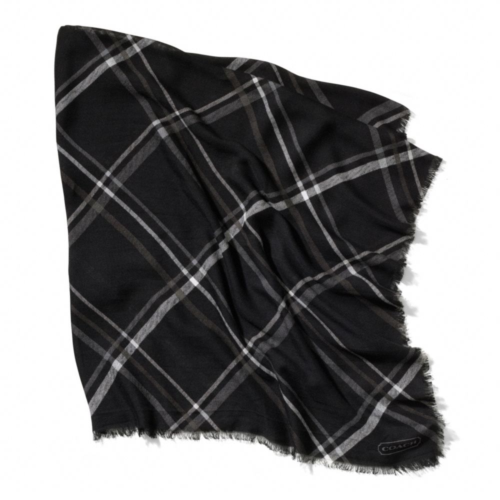 COACH F84331 Tattersall 44x44 Scarf  BLACK