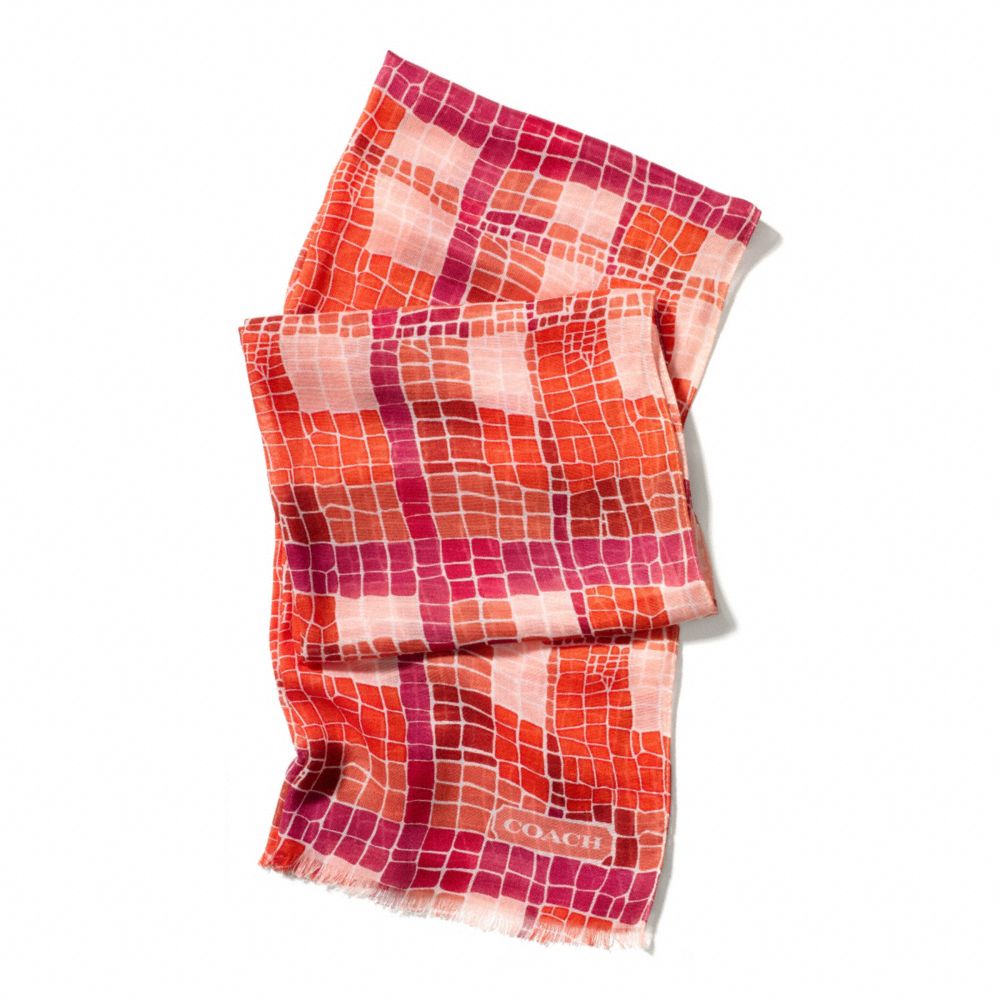 COACH CROC PLAID OBLONG SCARF - LOVE RED - f84337