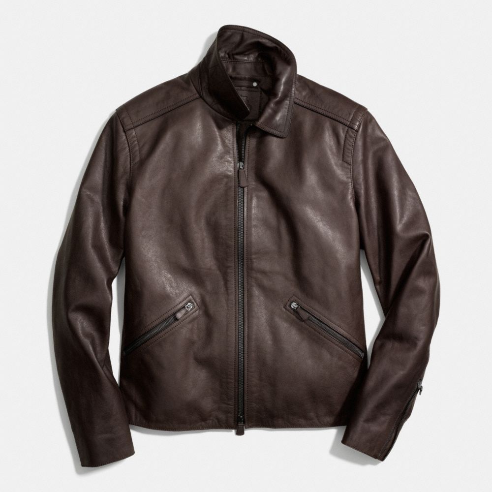 COACH YORK LEATHER JACKET - MAHOGANY - f84344