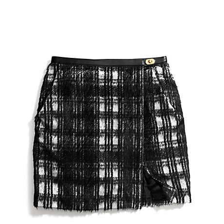 COACH f84390 BLACK AND WHITE PLAID SLOUCHY WRAP SKIRT 