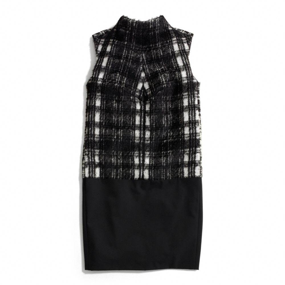 BLACK AND WHITE PLAID TUNIC DRESS - f84393 - F84393BKWT