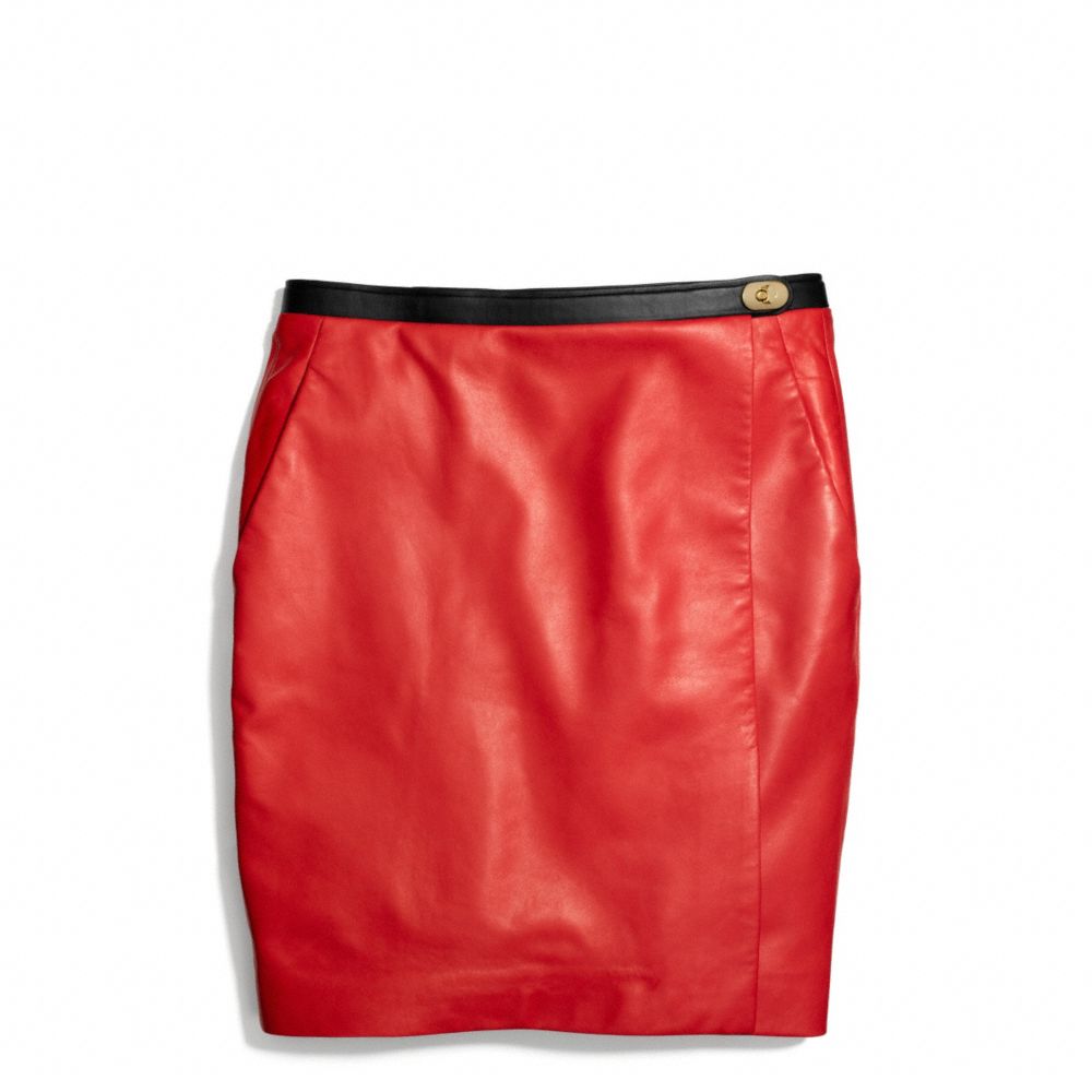 LEATHER SLOUCHY WRAP SKIRT - f84394 - F84394RED