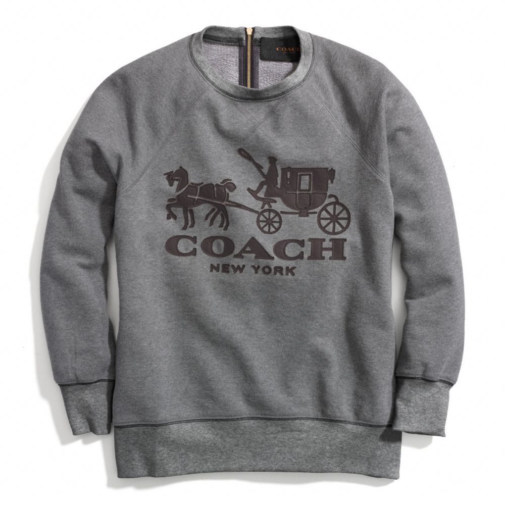 COACH f84402 HORSE AND CARRIAGE SWEATSHIRT WITH LEATHER BROWN