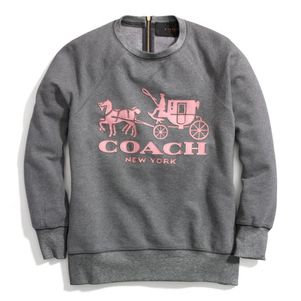 COACH f84402 HORSE AND CARRIAGE SWEATSHIRT WITH LEATHER DECO PINK