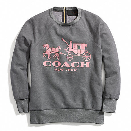 COACH f84402 HORSE AND CARRIAGE SWEATSHIRT WITH LEATHER DECO PINK