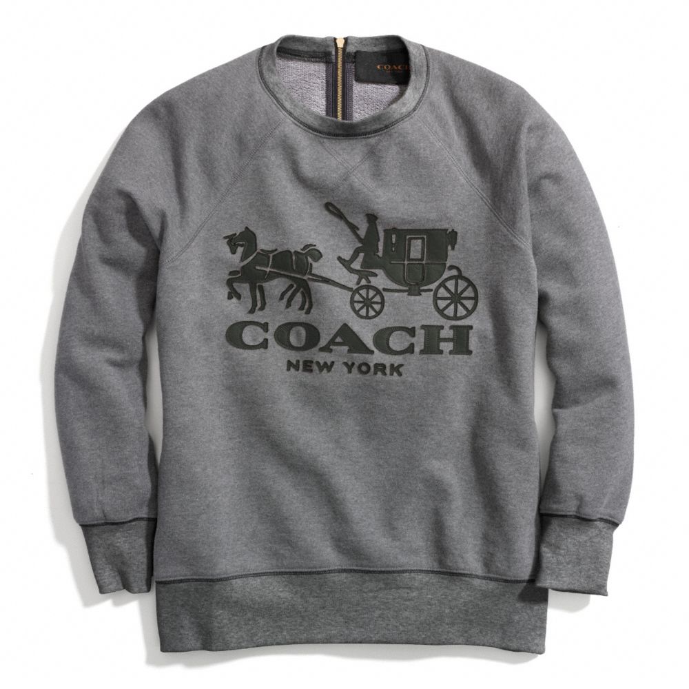 COACH f84402 HORSE AND CARRIAGE SWEATSHIRT WITH LEATHER 