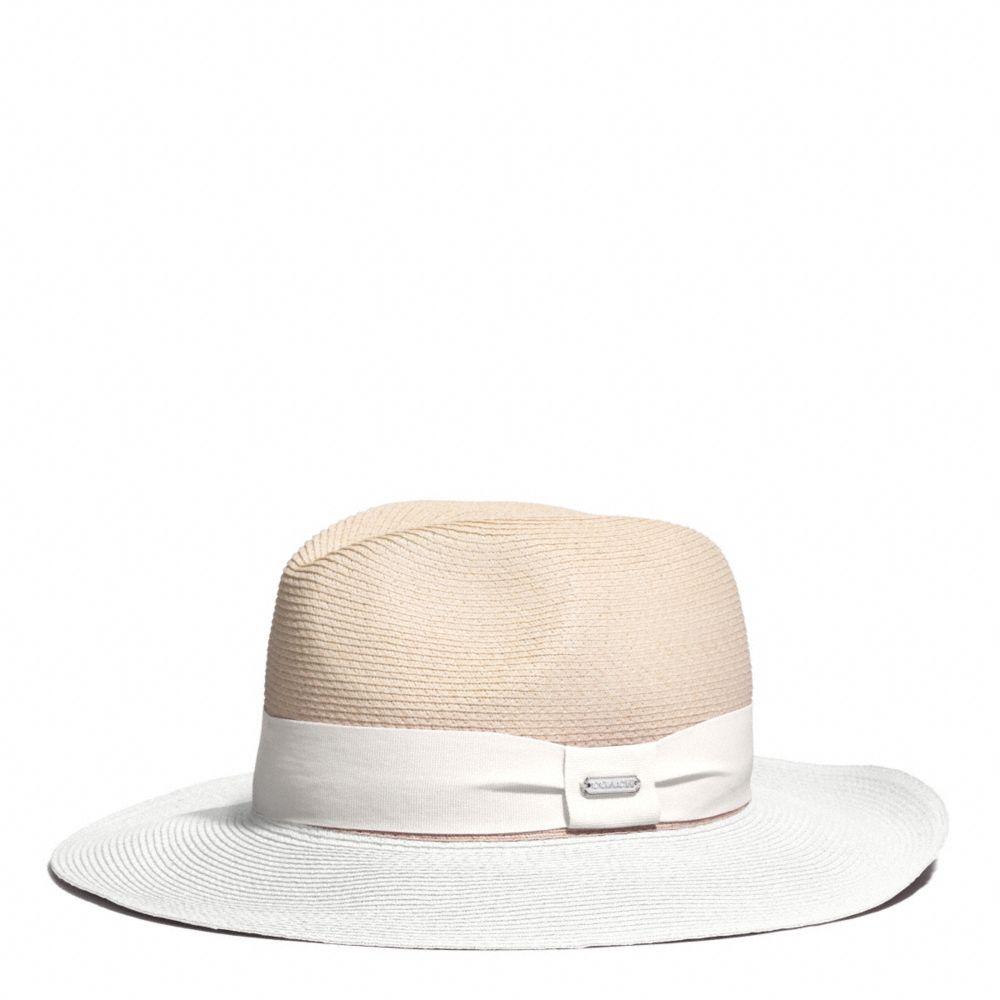 COACH F84541 COLORBLOCK CITY STRAW FEDORA BONE