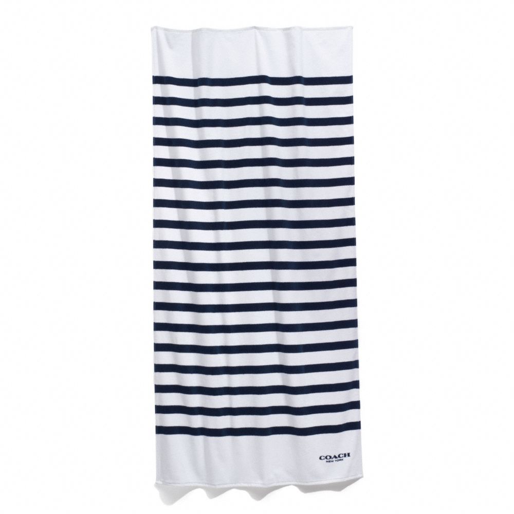 COACH f84549 STRIPE TOWEL WHITE/NAVY