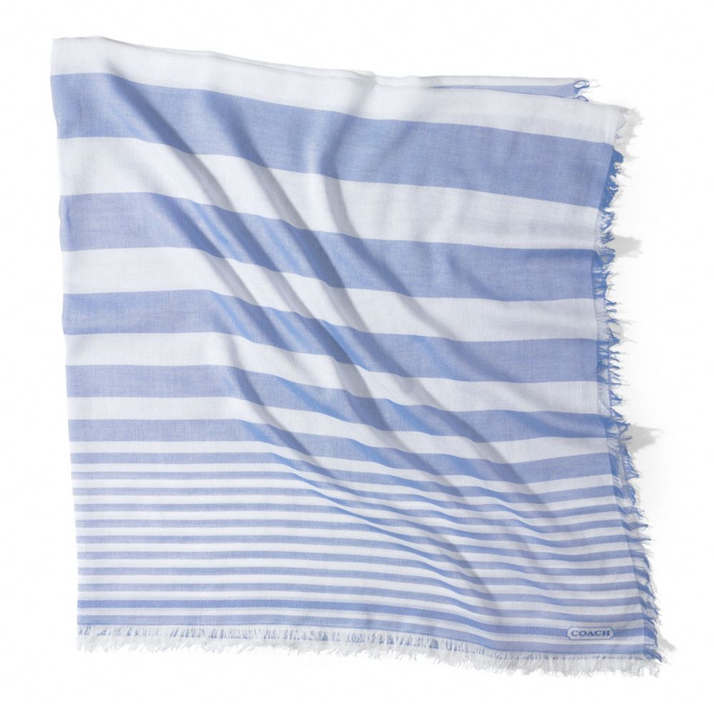 COACH f84578 CABANA STRIPE OVERSIZED SQUARE SCARF  BLUE OXFORD