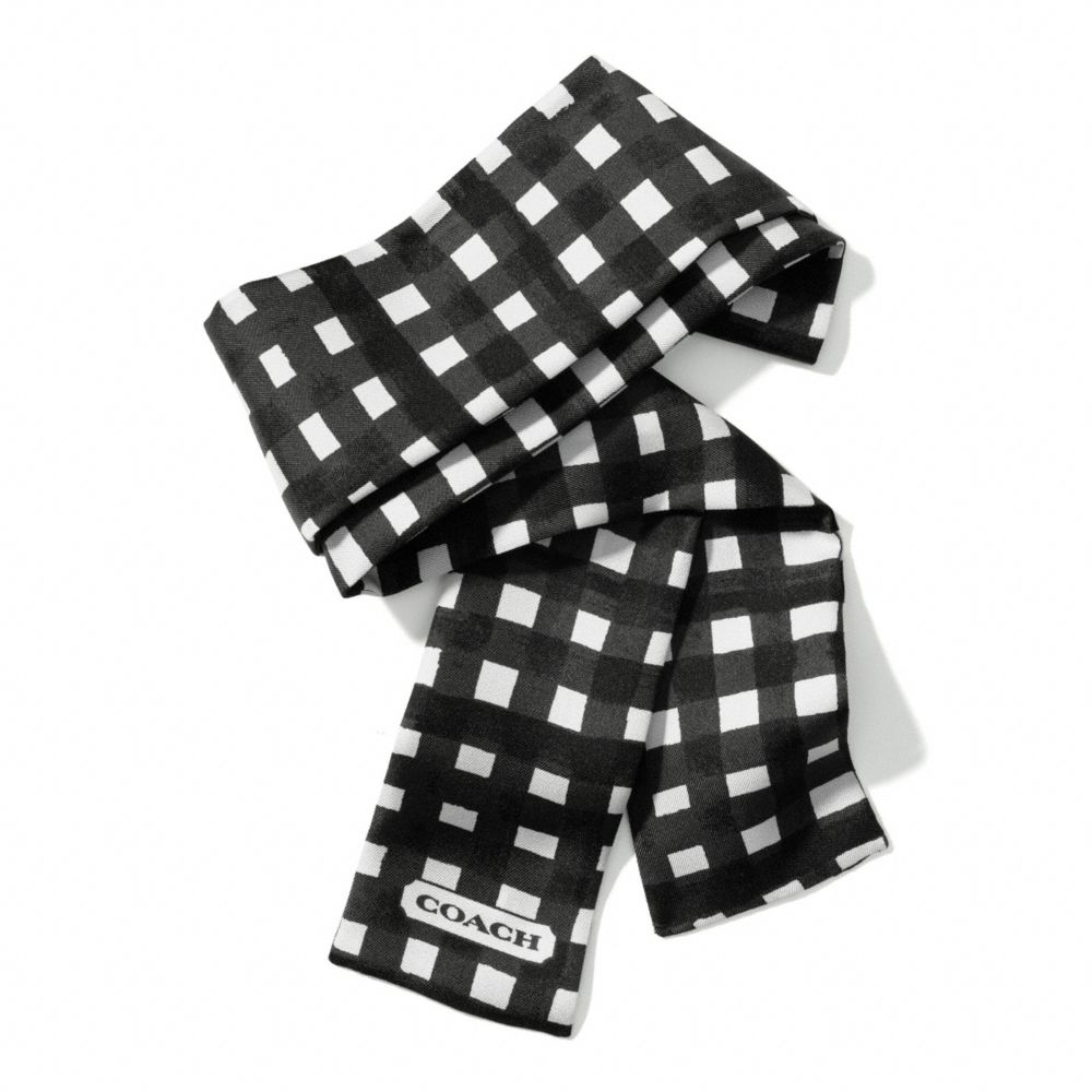 GINGHAM PONYTAIL SCARF - BLACK - COACH F84582