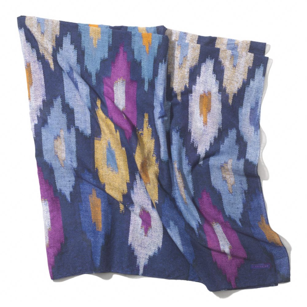 COACH f84584 IKAT OVERSIZED SQUARE SCARF BLUE INDIGO MULTI