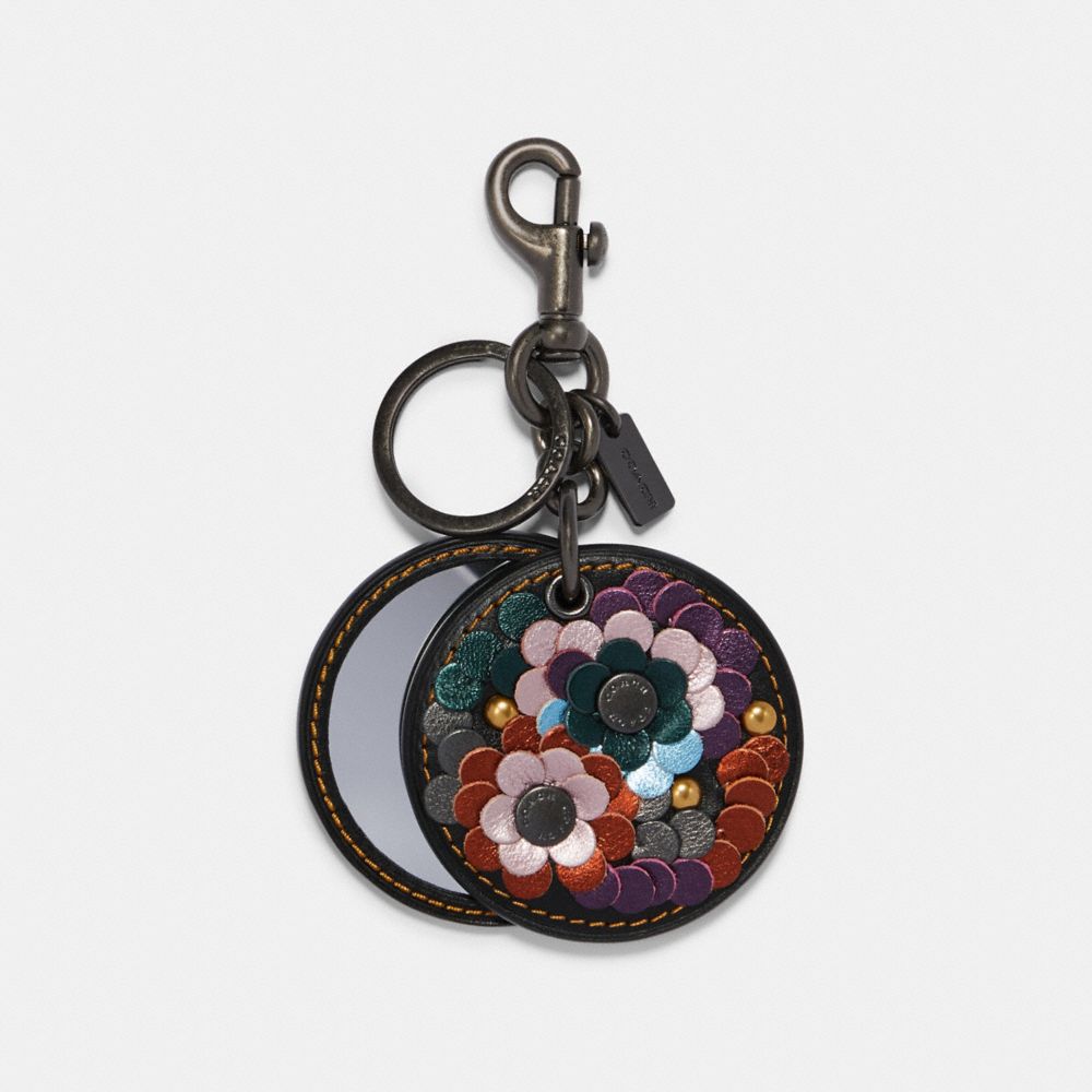 MIRROR BAG CHARM WITH LEATHER SEQUINS - BK/MULTI - COACH F84589