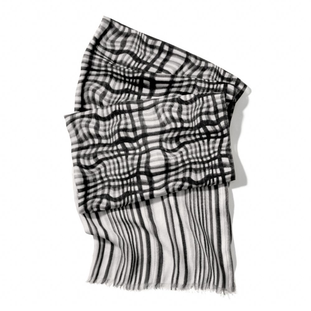 COACH F84609 Wavy Gingham Oblong Scarf BLACK