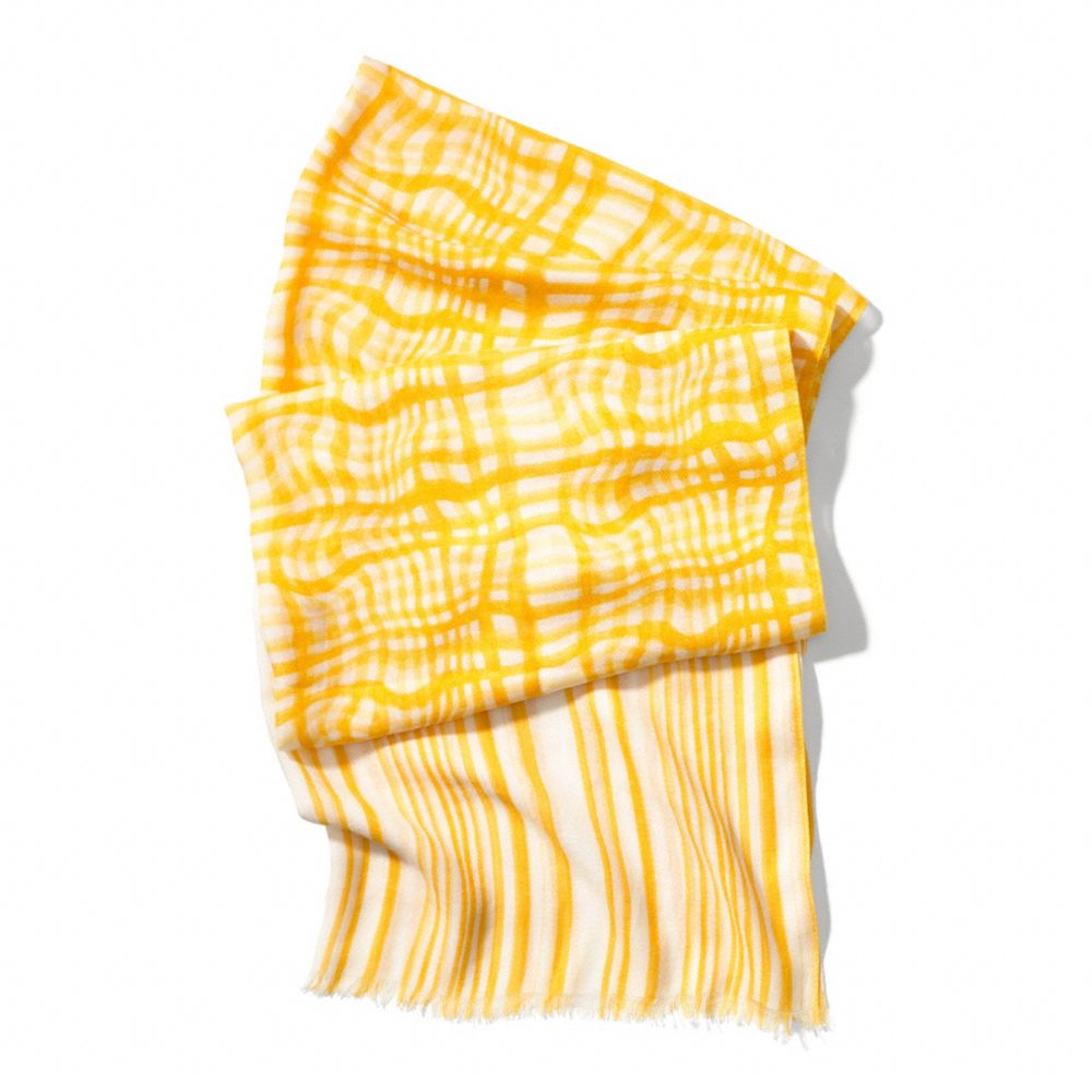 WAVY GINGHAM OBLONG SCARF - f84609 -  SUNGLOW