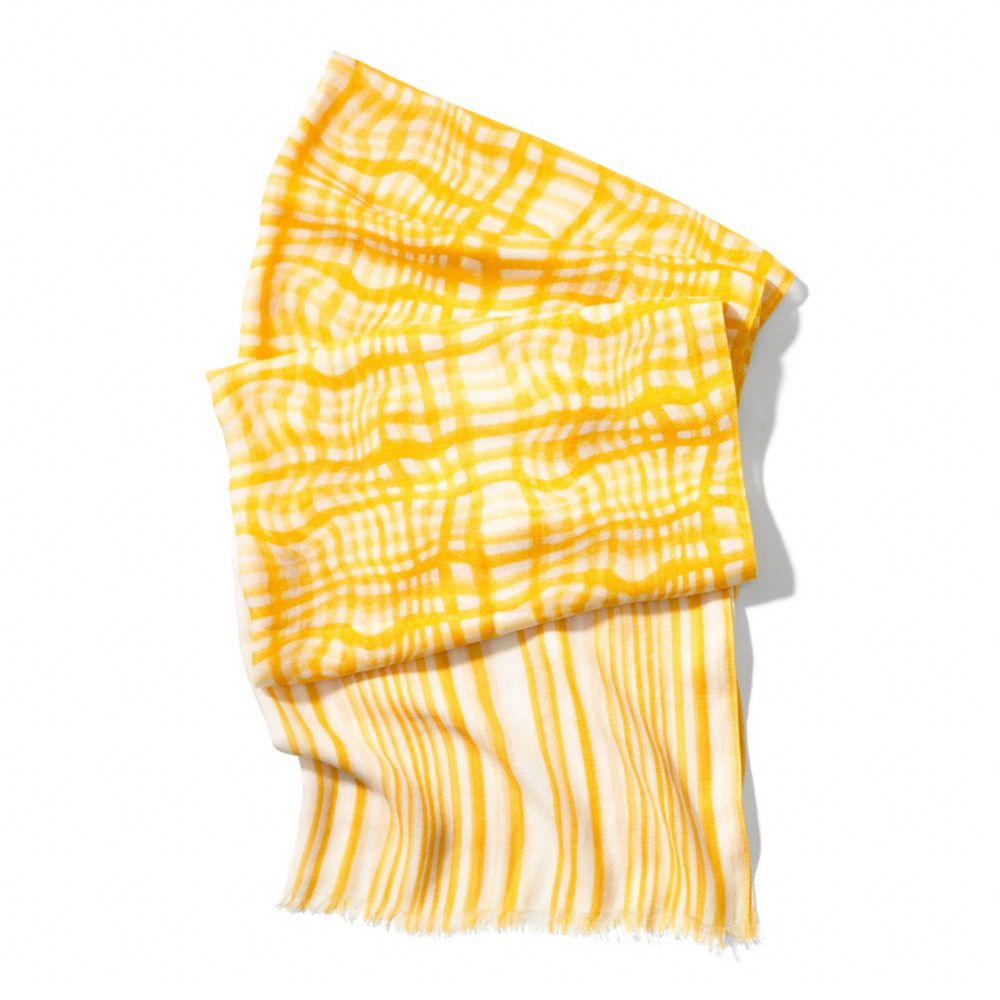 WAVY GINGHAM OBLONG SCARF - SUNGLOW - COACH F84609